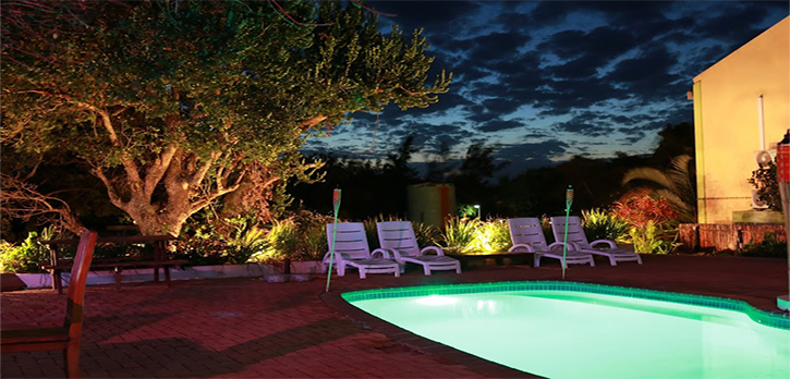 Pool area at night